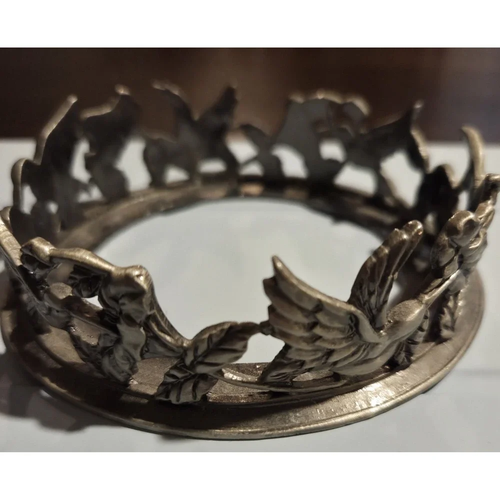 Scents And Accents Pewter Candle Holder Hummingbirds Retired‎